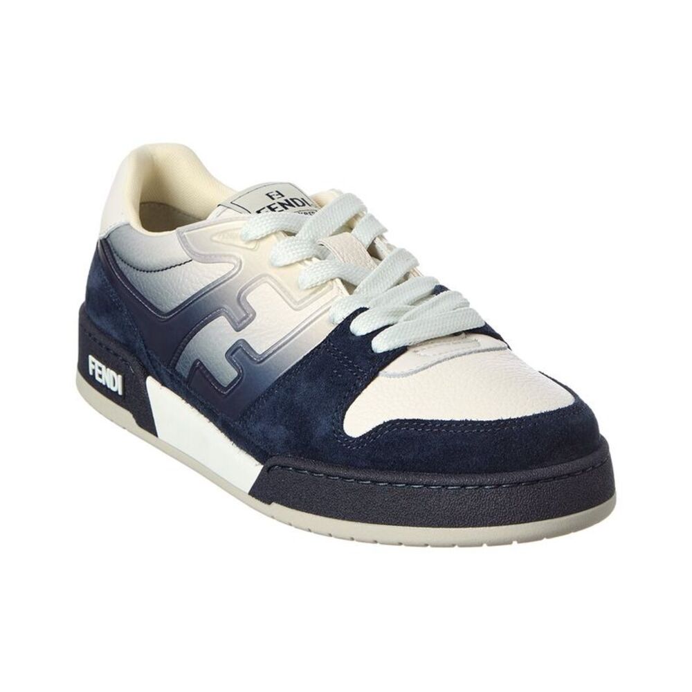 Fendi Match Suede & Leather Sneaker, White